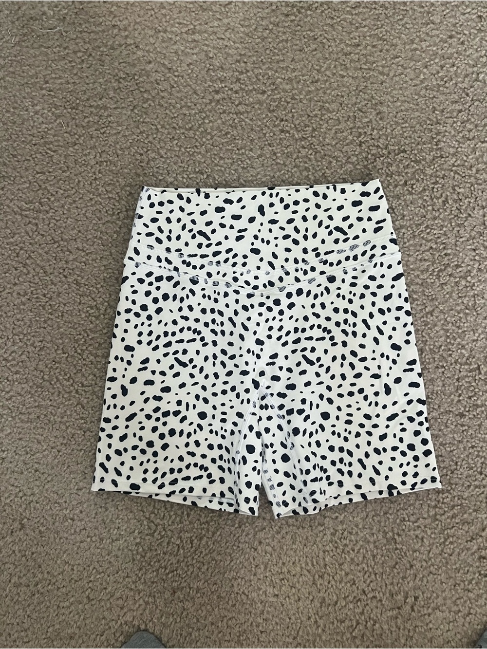 High-Rise White Snow Leopard Print Athletic Shorts by Chloe G
